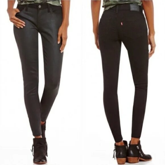 Levi's 535 Super Skinny Black Opal Biker Jeans Sz 31 -shipping incl - Picture 1 of 16
